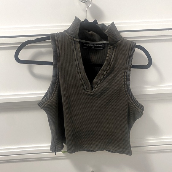 RIBBED POLO CROP TOP - Picture 2 of 2